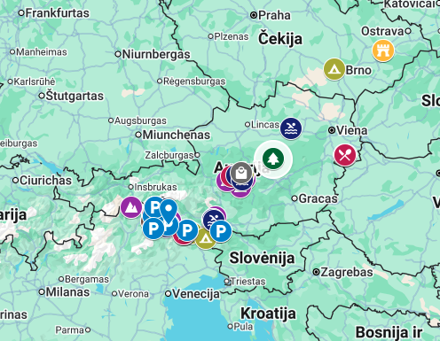 Austrija-Italija, interaktyvus žemėlapis