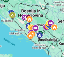 🗺️ Bosnija ir Hercegovina (+ Serbija)-interaktyvus žemėlapis
